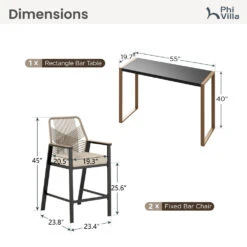 Phi Villa 3-Pcs Patio High Bar Set-Mirage Rope-art Stools & Sea Stone Tabletop Design 41 Phi Villa 3-Pcs Patio High Bar Set-Mirage Rope-art Stools & Sea Stone Tabletop Design -Phi Villa PV 483 484 PV 2025.03.17 7