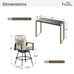 Phi Villa 3-Pcs Patio High Bar Set-Mirage Rope-art Stools & Sea Stone Tabletop Design 31 Phi Villa 3-Pcs Patio High Bar Set-Mirage Rope-art Stools & Sea Stone Tabletop Design -Phi Villa PV 483 484 PV 2025.03.17 8