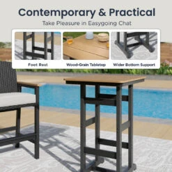 3-Pcs Outdoor High Bar Set With HPDE Rattan Bar Stool And Wood-like Table 19 3-Pcs Outdoor High Bar Set With HPDE Rattan Bar Stool And Wood-like Table -Phi Villa PV 493 PV2025.04.09 6