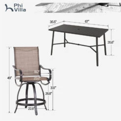 7-Pcs Bar Stool Set Of 26.8" Textilene Swivel Bar Stools For Deck-Phi Villa -Phi Villa PV 2024.5.30 451