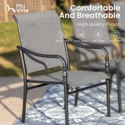 Patio Textilene Dining Chairs Set For Lawn, Front Porch PHI VILLA -Phi Villa PV 2024.3.24 2