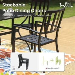 PHI VILLA 7-piece / 9-piece Patio Dining Sets Extendable Steel Table And Stackable Chairs -Phi Villa PV2024.4.23 1 3d146ce5 096e 4b88 8ffa 5232a8b3cc02