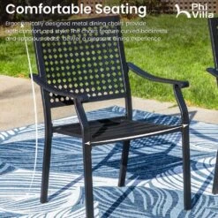 Phi Villa 7-Piece Patio Dining Set With 6 Fixed Stackable Chairs & Enlarged Steel Rectangle Table -Phi Villa PV2024.4.26 6 1ee93859 d592 46f3 9009 e85a9664d75c