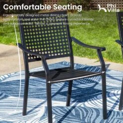 Phi Villa 7-Piece Patio Dining Set 6 Fixed Stackable Chairs & Farmhouse Style Table -Phi Villa PV2024.4.26 6 4f3835cc 169c 46d1 a676 fb809bf4abad