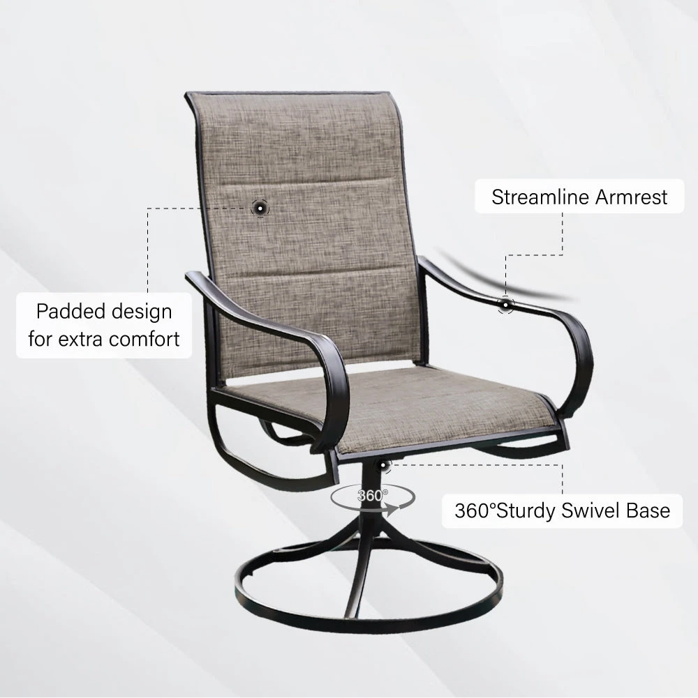 PHI VILLA 7/9-Piece Patio Dining Set With Embossed Adjustable Table & Textilene Swivel Chairs 20 PHI VILLA 7/9-Piece Patio Dining Set With Embossed Adjustable Table & Textilene Swivel Chairs - Image 18