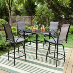PHI VILLA 3/5 Piece Patio Bar Set Of 1 Steel Coffee Table & Textilene Swivel Bar Stools -Phi Villa Patio Bar Set of 1 Steel Coffee Table Textilene Swivel Bar Stools 48284e6c e493 4a09 9810 d9f0e0452f5b