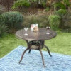 PHI VILLA 39" Patio Dining Table Cast Aluminum Golden Bronze With 1.97" Umbrella Hole -Phi Villa Patio Dining Table Cast Aluminum Golden Bronze with 1.97 Umbrella Hole