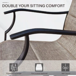 PHI VILLA 5-Piece Patio Dining Set With Round Steel Table & 4 Swivel Padded Textilene Chairs -Phi Villa Patio Padded Swivel Dining Chairs for Porch Deck Backyard PHI VILLA 4 d332712a ecba 493d 8432 4d45f3880961