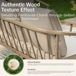 Phi Villa 5-Seater Windsor Sofa Set With Coffee Table, Iron Patio Sofa With Faux Wood Grain Finish -Phi Villa Phi Villa 5 Seater Windsor Sofa Set with Coffee Table03 e7eab9c2 4410 479d ac9b 2e36c8aa4585