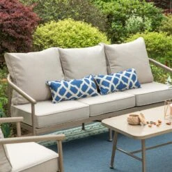 Phi Villa 5-Seater Windsor Sofa Set With Coffee Table, Iron Patio Sofa With Faux Wood Grain Finish -Phi Villa Phi Villa 5 Seater Windsor Sofa Set with Coffee Table Iron Patio Sofa with Faux Wood Grain Finish01