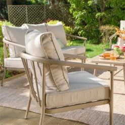 Phi Villa 5-Seater Windsor Sofa Set With Coffee Table, Iron Patio Sofa With Faux Wood Grain Finish -Phi Villa Phi Villa 5 Seater Windsor Sofa Set with Coffee Table Iron Patio Sofa with Faux Wood Grain Finish02 8090591d 4f27 4485 b9b4 011a88a94775