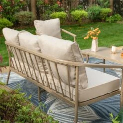 Phi Villa 5-Seater Windsor Sofa Set With Coffee Table, Iron Patio Sofa With Faux Wood Grain Finish -Phi Villa Phi Villa 5 Seater Windsor Sofa Set with Coffee Table Iron Patio Sofa with Faux Wood Grain Finish06 f2e8885d 8a93 4231 9b20 2575a14b1c31