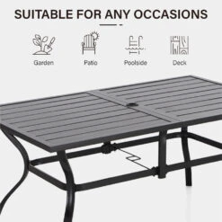 7-Piece Patio Dining Set With Upgraded Padded Textilene Chairs For Deck, Backyard PHI VILLA -Phi Villa Phi Villa 6 Person Outdoor Metal Dining Table with Umbrella Hole 2 bf7790e8 7435 41b3 823a 8f5f00fe3c96