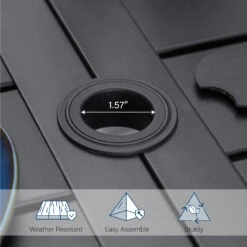 PHI VILLA 7-Piece Outdoor Dining Set With Rectangle Steel Table & 6 Textilene Dining Chairs -Phi Villa Phi Villa 6 Person Outdoor Metal Dining Table with Umbrella Hole 3 2cfaf761 36d2 426a a9d4 6f818ff4fa4f