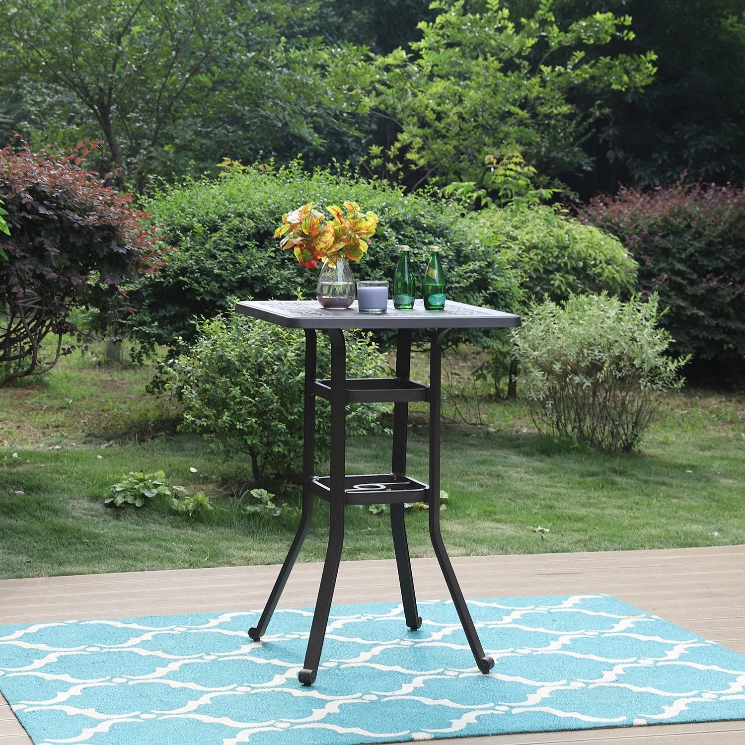 Phi Villa Cast Aluminum Square Patio Outdoor Bar Table 3 Phi Villa Cast Aluminum Square Patio Outdoor Bar Table