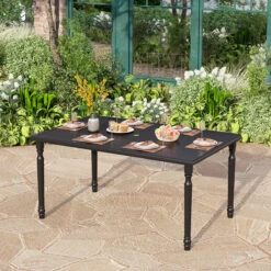 Phi Villa 60'' Outdoor Metal Dining Table With Cylindrical Legs
