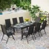Phi Villa Patio 7/9 Piece Dining Set With Black Folding Sling Chairs & Steel Table -Phi Villa Phi Villa Patio Dining Set Black with Reclining Folding Sling Chair 2 0521ce53 2a9f 4c09 aa86 b2d02540da47