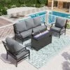 Phi Villa 5-Seater Outdoor Steel Conversation Sofa Set With Leather Grain Fire Pit Table 1 Phi Villa 5-Seater Outdoor Steel Conversation Sofa Set With Leather Grain Fire Pit Table -Phi Villa Phi Villa Patio Steel Sofa outdoor sofa set03