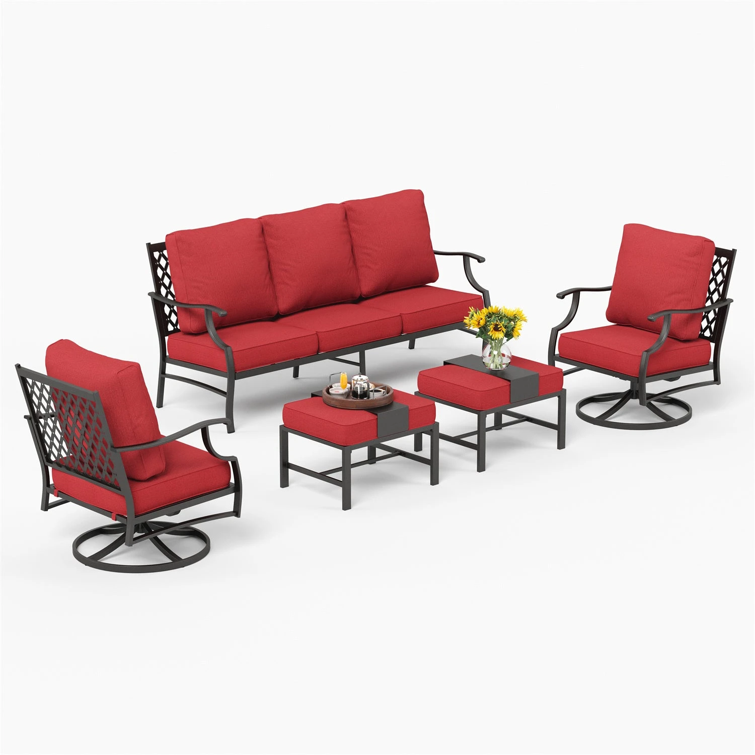 Phi Villa 7-Seater Patio Steel Sofa With Cushions And Multi-fuctional Ottomans 12 Phi Villa 7-Seater Patio Steel Sofa With Cushions And Multi-fuctional Ottomans - Image 10