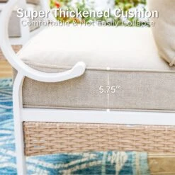 Phi Villa 4-Seater Outdoor Rattan & Steel Fresh Color Sofa Set With Coffee Table -Phi Villa Phi Villa white Outdoor Steel Rattan Fresh Color Sofa Set01