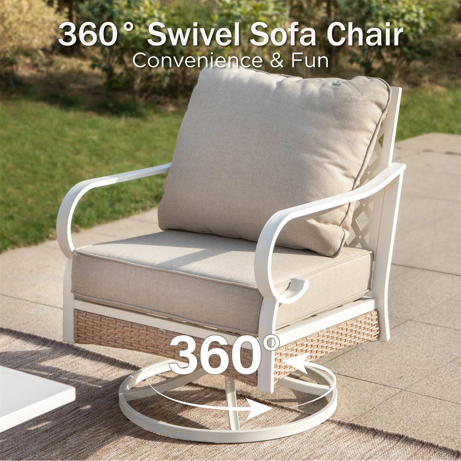 Phi Villa 5-Seater Outdoor Steel & Rattan Fresh Color Sofa Set With Coffee Table 7 Phi Villa 5-Seater Outdoor Steel & Rattan Fresh Color Sofa Set With Coffee Table - Image 5