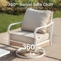 Phi Villa 7-Seater Patio Steel & Rattan Fresh Color Sofa With Coffee Table -Phi Villa Phi Villa white Outdoor Steel Rattan Fresh Color Sofa Set04 e49d85dc 6a91 4761 9274 9413b412c933