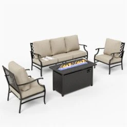 Phi Villa 5-Seater Outdoor Steel Conversation Sofa Set With Leather Grain Fire Pit Table -Phi Villa Phi villa Patio Steel conversation Sofa set26 0bdcfd54 cbb2 4f81 85a4 4e45127d5190