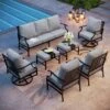 Phi Villa 9-Seater Patio Steel Conversation Sofa Set With Multi-functional Ottomans -Phi Villa Phi villa outdoor Steel conversation Sofa set16