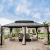 PHI VILLA 14' X 20'Outdoor Hardtop Gazebo With Galvanized Steel Roof And Mosquito Net -Phi Villa PhiVillahardtopGazebo