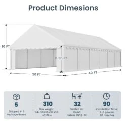 Phi Villa 20'x40' Heavy Duty Wedding Party Tent Outdoor Gazebo Shelter -Phi Villa Phi Villa 20 x40 Heavy Duty Wedding Party Tent06