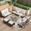 Phi Villa 9-Seater Wicker & Steel Outdoor Conversation Sofa Sets With Loveseat -Phi Villa Phi Villa 9 Seater Wicker Steel sofa02