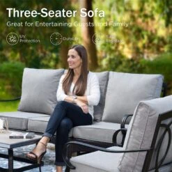 Phi Villa 7-Seater Wicker & Steel Outdoor Conversation Sofa Sets With Loveseat -Phi Villa Phi Villa Wicker And Steel patio Conversation Sofa01 444741ac 3f9e 479f 8950 44b61a71e942