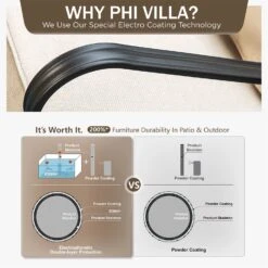 Phi Villa 5-Seater Outdoor Steel & Rattan Sofa Set With Rectangle Fire Pit Table 40 Phi Villa 5-Seater Outdoor Steel & Rattan Sofa Set With Rectangle Fire Pit Table -Phi Villa Phi Villa Wicker And Steel patio Conversation Sofa09