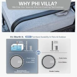 Phi Villa 5-Seater Outdoor Steel & Rattan Sofa Set With Coffee Table -Phi Villa Phi Villa Wicker And Steel patio Conversation Sofa10 7292898e c7f9 4101 984f 4a28104d6634