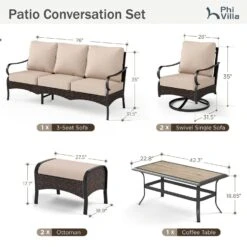 Phi Villa 7-Seater Wicker And Steel Outdoor Couch With Cushions Conversation Sofa Set -Phi Villa Phi Villa Wicker And Steel patio Conversation Sofa11 3e77b850 a415 43d3 8b8d afe6994a098e