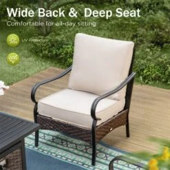 Phi Villa 7-Seater Wicker And Steel Outdoor Couch With Cushions Conversation Sofa Set -Phi Villa Phi Villa Wicker And Steel patio Conversation Sofa12