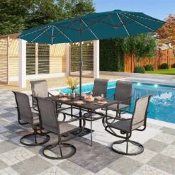 PHI VILLA 13Ft Double-Sided Umbrella - Solar Powered LED Lights, Adjustable Crank, And Durable Construction -Phi Villa Phi villa 13ft double sided umbrella in led lights07