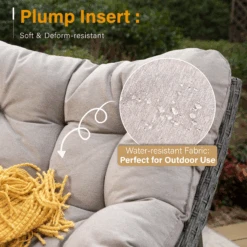 Phi Villa 2-Piece Rattan Papasan Lounge Chair With Thick Cushions -Phi Villa QQ 20230713135301