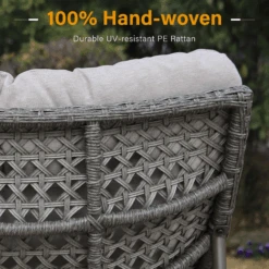 Phi Villa 2-Piece Rattan Papasan Lounge Chair With Thick Cushions -Phi Villa QQ 20230713135325