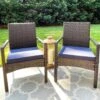 PHI VILLA Outdoor Wicker Rattan Haiti Chair Set Of 2 -Phi Villa Rattan Steel Cushioned Patio Chairs Outdoor Chairs