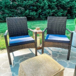 PHI VILLA Outdoor Wicker Rattan Haiti Chair Set Of 2 -Phi Villa Rattan Steel Cushioned Patio Chairs Outdoor Chairs 0957365d d2cf 45d0 a7d7 b2d96bc3dc35