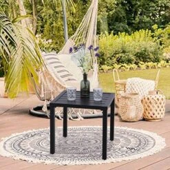 PHI VILLA Black Small Metal Square Side Coffee Bistro Table -Phi Villa Retro 02
