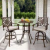 Phi Villa 3-Piece Cast Aluminum Square Table & 2 Patio High Swivel Bistro Bar Stools Chairs Set -Phi Villa SB3 05 I1