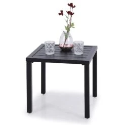 PHI VILLA Black Small Metal Square Side Coffee Bistro Table -Phi Villa SKU 02 Retro