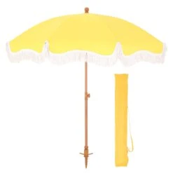 Phi Villa 7ft Patio Beach Tassel Umbrella UPF 50+ With Carry Bag -Phi Villa SKU 03 SunsetYellow 1