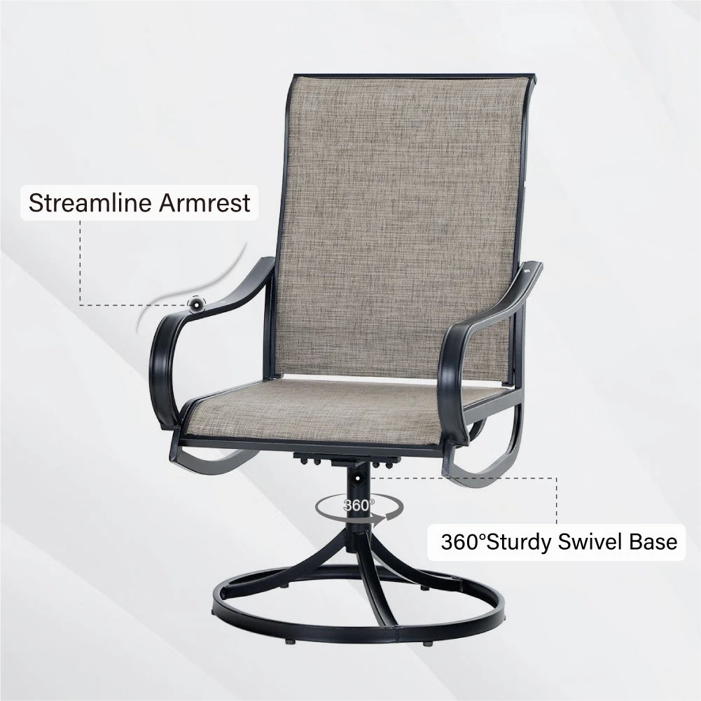 Phi Villa 5-Piece Outdoor Dining Set With Round Table & Textilene Swivel Chairs 14 Phi Villa 5-Piece Outdoor Dining Set With Round Table & Textilene Swivel Chairs - Image 12