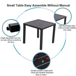 PHI VILLA Black Small Metal Square Side Coffee Bistro Table -Phi Villa TABLE d5107df8 7241 4349 9857 6fddfe14bb8f