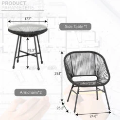 Phi Villa 3-Piece Outdoor Wicker Conversation Set -Phi Villa a1b31beeb3244e10e8dc0bbf768f8be0
