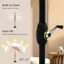 PHI VILLA 10ft 3 Tier Auto-tilt Patio Umbrella Outdoor Double Vented Umbrella -Phi Villa auto tiltpatioumbrella