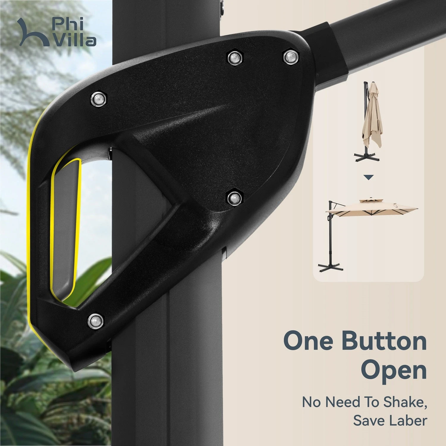 PHI VILLA 10ft Outdoor Patio Automatic Hydraulic Cantilever Parasols Umbrella 8 PHI VILLA 10ft Outdoor Patio Automatic Hydraulic Cantilever Parasols Umbrella - Image 6